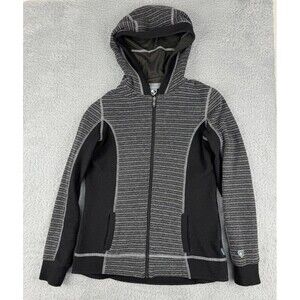 Kuhl Chianti Fleece Wool Blend Full Zip Hooded Sweater Gray Black Women’s XS